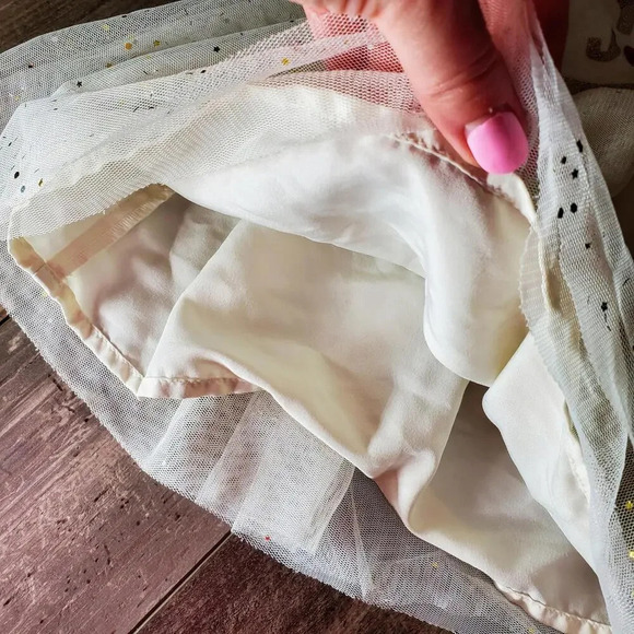 Cat & Jack "Joy" Toddler Girls Dress Tulle Skirt Cream and Gold Shimmer Size 2T - Picture 8 of 14